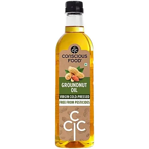 Conscious Food Groundnut/Peanut Oil - Virgin Cold Pressed, Organic, 1 L Bottle